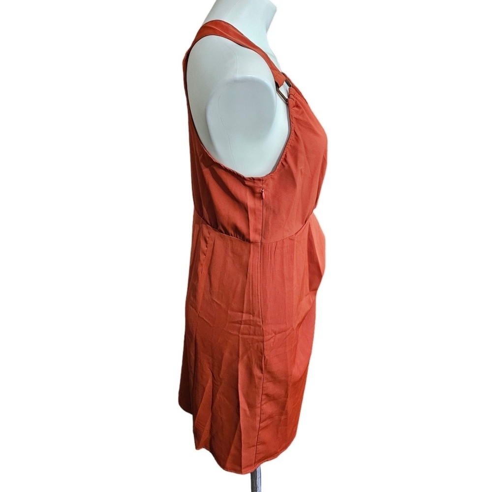 Shein Prive' Ring detail Wrap Knot Side Tie dress Burnt Orange Size L - Picture 6 of 11